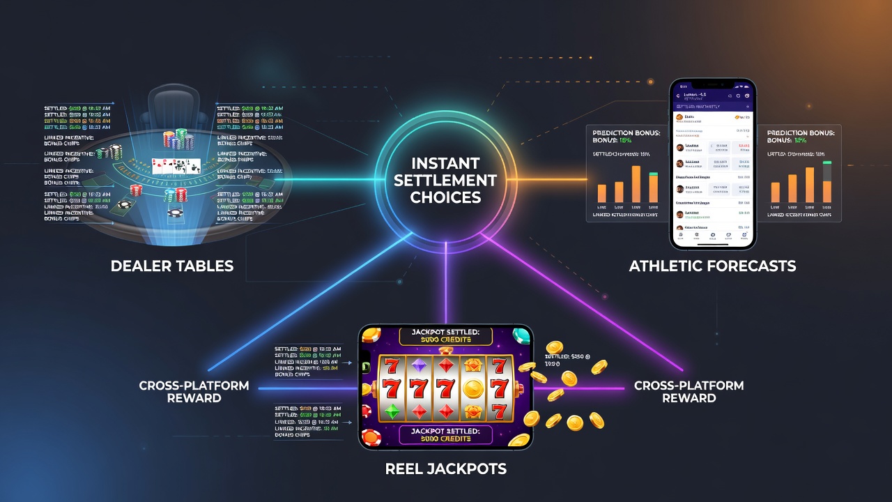 Darstellung von vernetzten Abrechnungssystemen in mobilen Casino-Plattformen mit Live-Tischen, Sportwetten und Slots