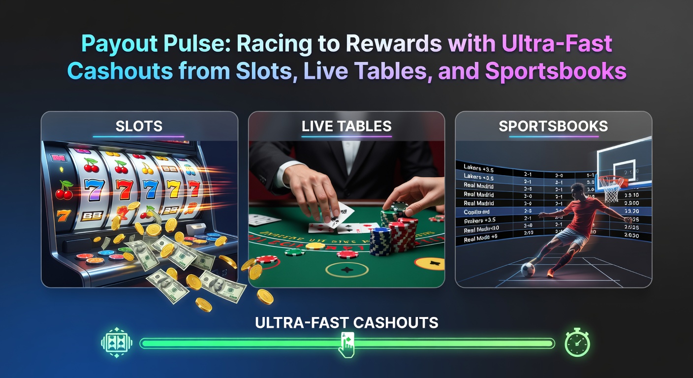 Live-Dealer am Blackjack-Tisch mit pulsierenden Gewinnanzeigen und Cashout-Buttons, umgeben von Sportwetten- und Slot-Elementen für ultraschnelle Auszahlungen